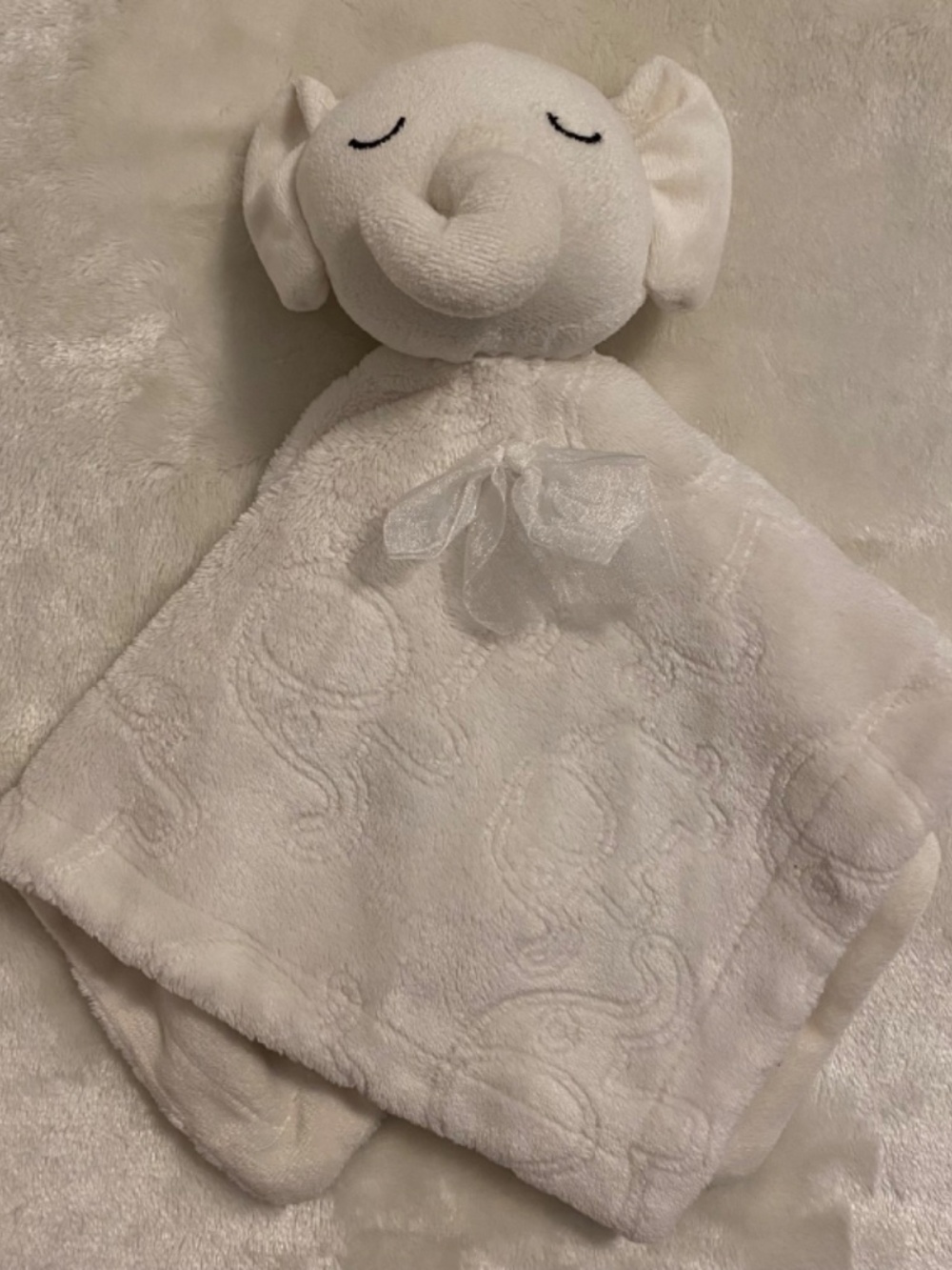 Kyle & Deena Elephant White Embossed Plush Baby Security Blanket Lovey